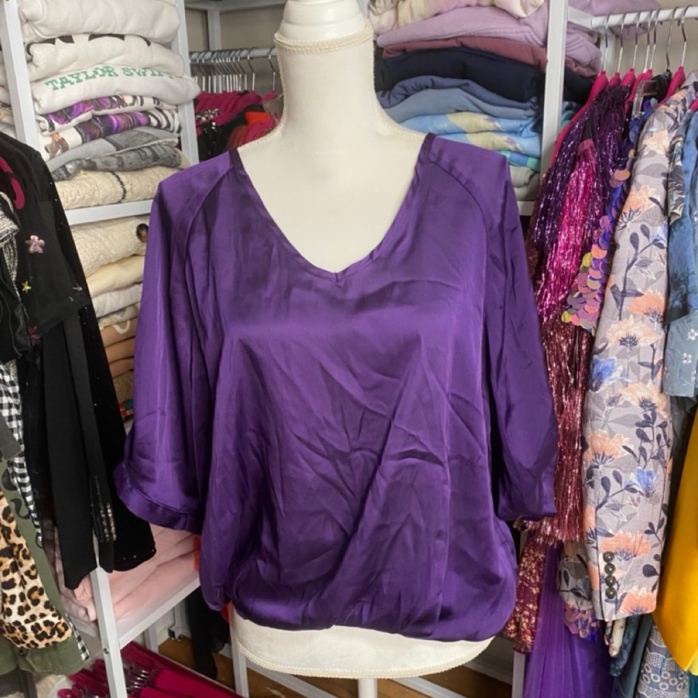 PURPLE FLOWY BLOUSE